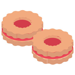 
A sandwich creamed biscuit used as a snack 
