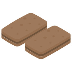 
A sandwich creamed biscuit used as a snack 
