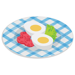 
Steam boiled eggs in a plate for breakfast 
