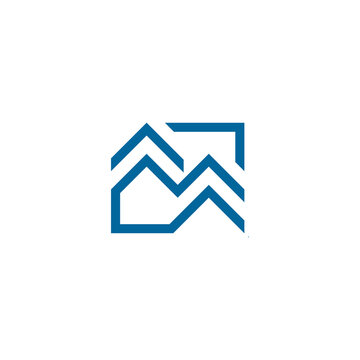 letter m logo forming the roofs in a square