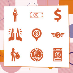 Simple set of 9 icons related to hundred