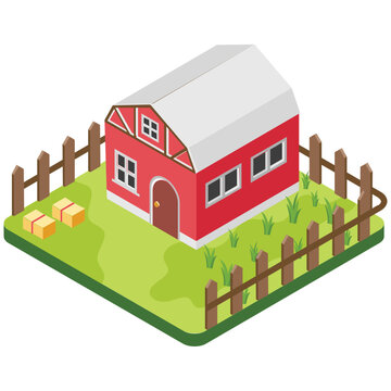 
A Simple Flat Icon Design Of Farmhouse 
