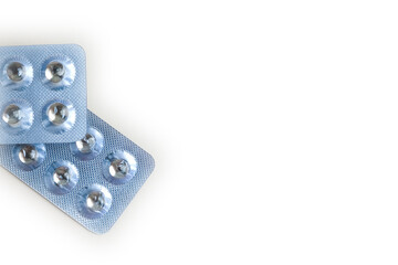 tablets and pills in a blister, standard of small tablets in a package 