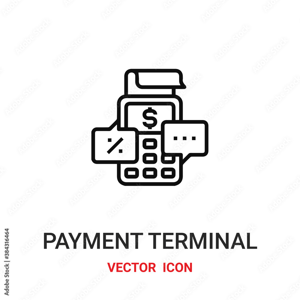 Poster payment terminal icon vector symbol. payment terminal symbol icon vector for your design. modern out
