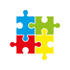 Simple puzzle four piece business presentation. Circle puzzle outline infograph. 4 Step contour process diagram. Section line compare puzzle banner.