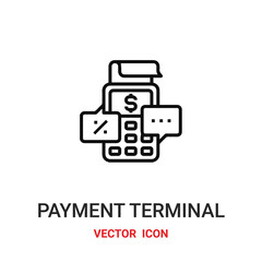 payment terminal icon vector symbol. payment terminal symbol icon vector for your design. Modern outline icon for your website and mobile app design.