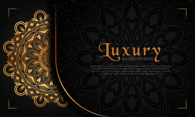 Luxury mandala background with floral ornament pattern. Hand drawn gold mandala design. Vector mandala template for decoration invitation, cards, wedding, logos, cover, brochure, flyer, banner.