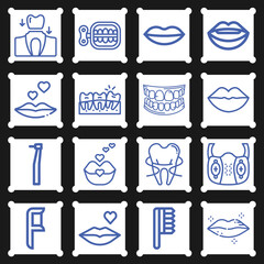 16 pack of jaws  lineal web icons set