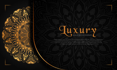 Luxury mandala background with floral ornament pattern. Hand drawn gold mandala design. Vector mandala template for decoration invitation, cards, wedding, logos, cover, brochure, flyer, banner.