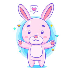 Cute rabbit in love kawaii character
