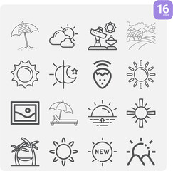 Simple set of visible light related lineal icons.