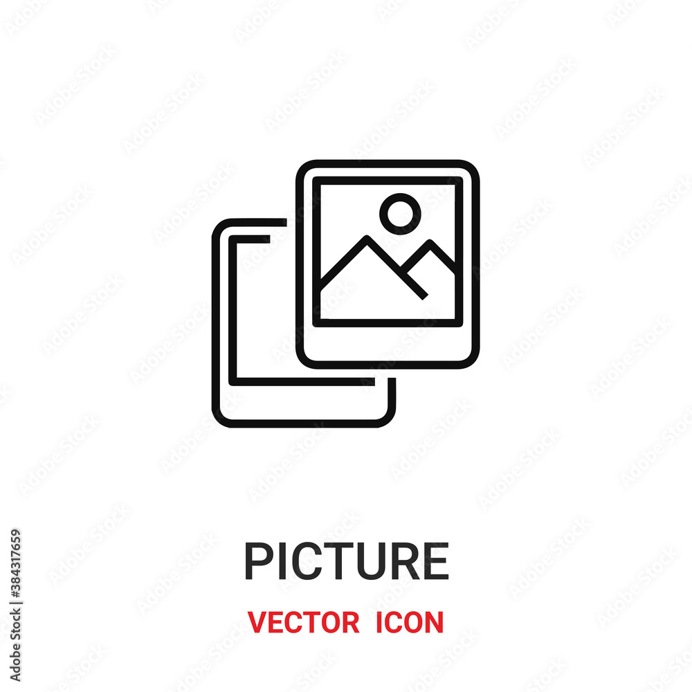 Poster picture icon vector symbol. picture symbol icon vector for your design. modern outline icon for your