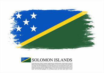 Textured and vector flag of Solomon Islands drawn with brush strokes. Texture and vector flag of Solomon Islands drawn with brush strokes.