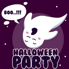 Ghost cute mascot halloween  very expressive for horror moment. hello text halloween night