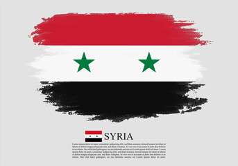 Textured and vector flag of Syria drawn with brush strokes.