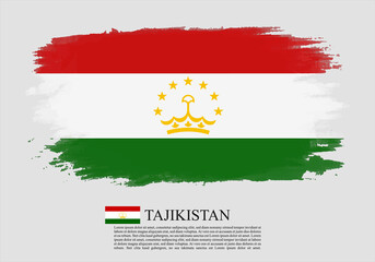 Textured and vector flag of Tajikistan drawn with brush strokes.