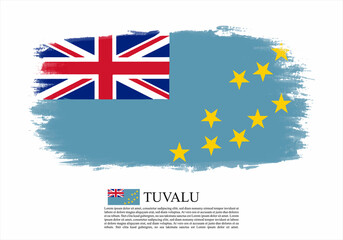 Textured and vector flag of Tuvalu drawn with brush strokes.