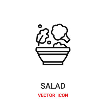 salad icon vector symbol. salad symbol icon vector for your design. Modern outline icon for your website and mobile app design.