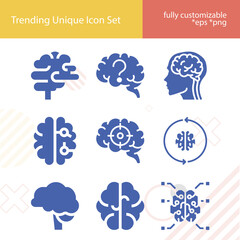 Simple set of mental capacity related filled icons.