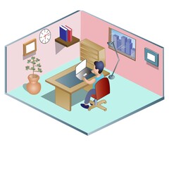 Isometric Work From Home Icon