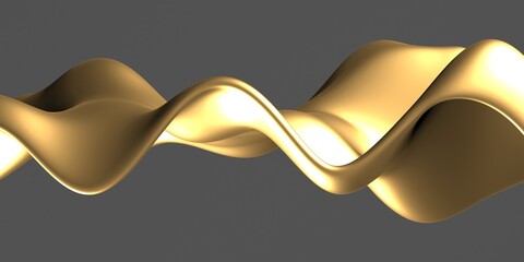 Golden abstract wavy liquid background