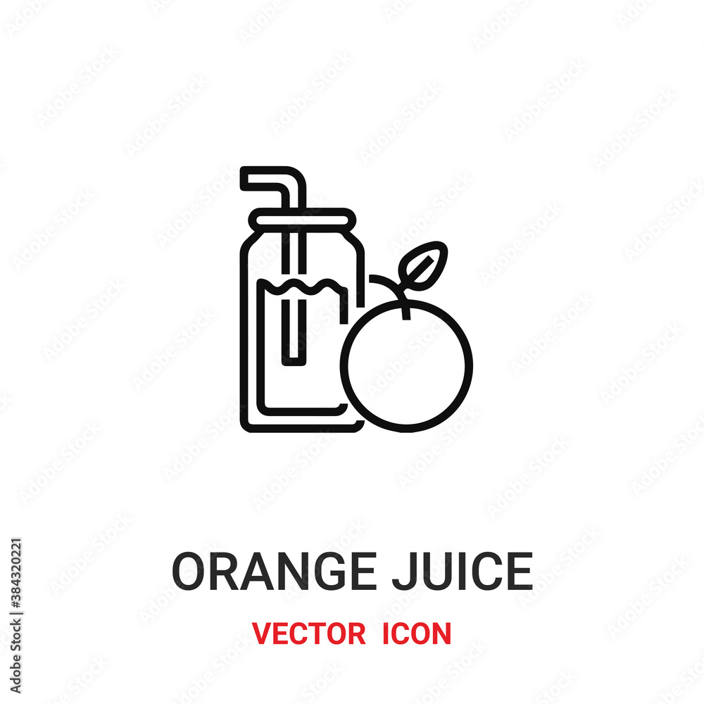 Poster orange juice icon vector symbol. orange juice symbol icon vector for your design. modern outline ico