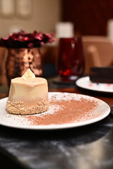 vanilla cake on table 