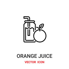 orange juice icon vector symbol. orange juice symbol icon vector for your design. Modern outline icon for your website and mobile app design.