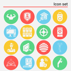 16 pack of muscular  filled web icons set