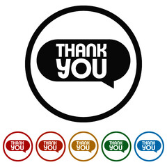 Thank you speech bubble ring icon, color set