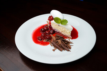 cake with cherries and jam