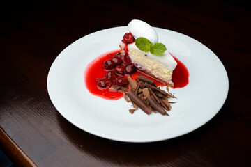 cake with cherries and jam