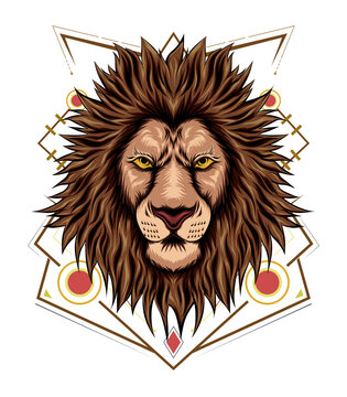 The lion face illustration. design for tshirt, apparel.