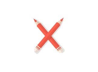 Letter X font made of pencils. Vector design element for logo, banner, posters, card, labels etc.