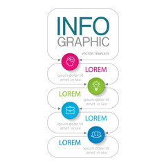 Fototapeta na wymiar Vertical vector infographic template, 4 steps or options. Data presentation, business concept design for web, brochure, diagram.