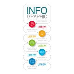Fototapeta na wymiar Vertical vector infographic template, 5 steps or options. Data presentation, business concept design for web, brochure, diagram.