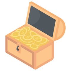 
A hard case with gold coins depicting treasure chest 
