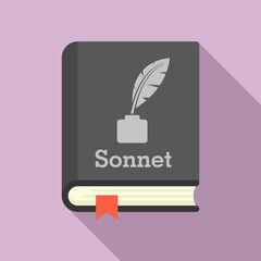 Literary sonnet book icon. Flat illustration of literary sonnet book vector icon for web design
