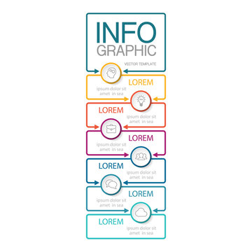 Vertical vector infographic template, 6 steps or options. Data presentation, business concept design for web, brochure, diagram.