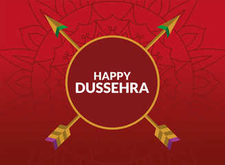 Happy dussehra arrows circle on red mandala background vector design