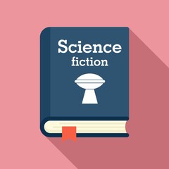 Science fiction book icon. Flat illustration of science fiction book vector icon for web design