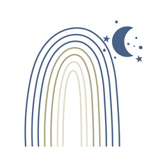 Obraz premium Celestial blue boho rainbow. Vector illustration.