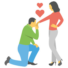 
Couples together with little hearts, first love icon
