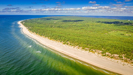 Aerial view of beach on peninsula Hel on Baltic Sea