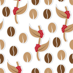 coffee seamless pattern with white background, coffee icon, Fashion print design, vector illustration