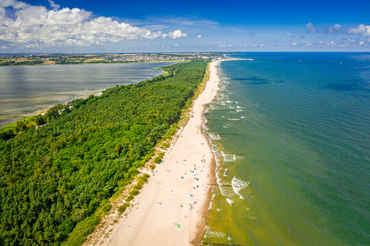 Aerial view of beach on peninsula Hel, Baltic Sea