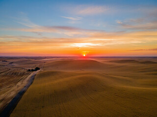 Incredible sunset. Palouse fields, Whitman County, Washington, USA