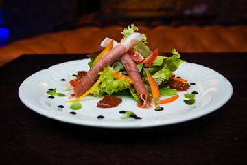 salad with jamon