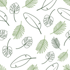 Floral seamless pattern with tropical leaf palm. Seamless pattern of leaves monstera. summer seamless pattern vector floral background