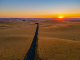 Incredible sunset. Palouse fields, Whitman County, Washington, USA